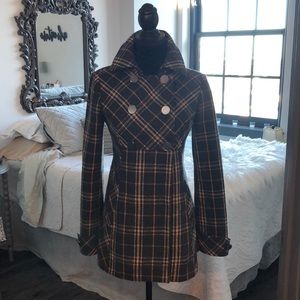 Via Double Breasted Gorgeous Jacket Plaid Coat